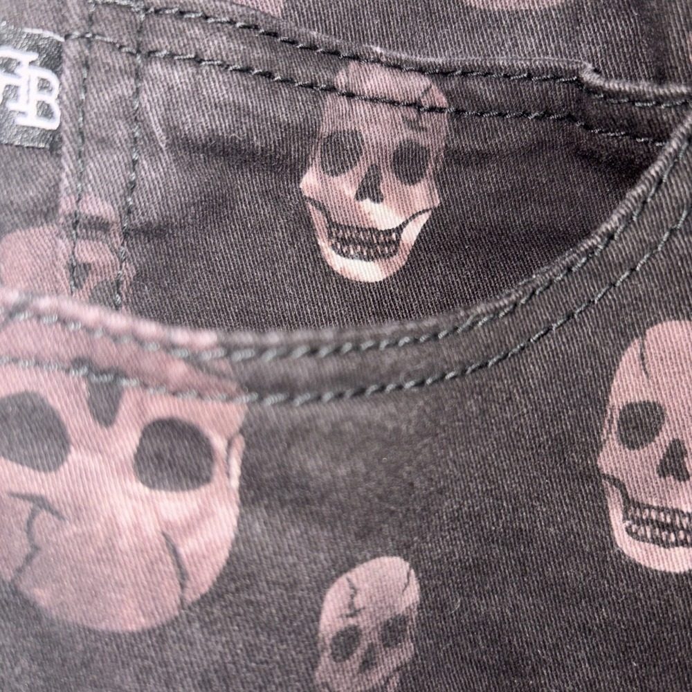 Royal Bones Jean Womens 15 Black Skull All Over Print Gothic Edgy Emo Altrnative - Picture 5 of 10